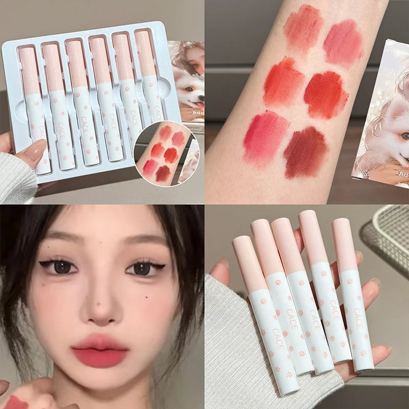 CACE 6-Color Matte Velvet Liquid Lipstick Set | Waterproof Nudes Liquid Lipstick Set QXL