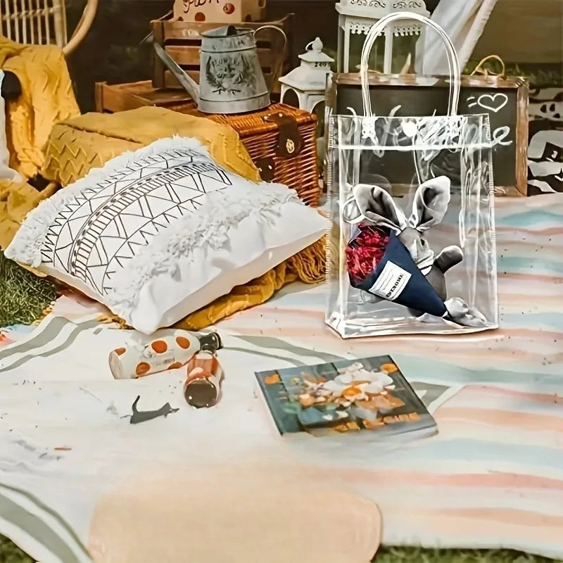 Large Clear PVC Tote Bag | Gift, Candy & Cosmetics Bag Clear PVC Tote Bag QXL