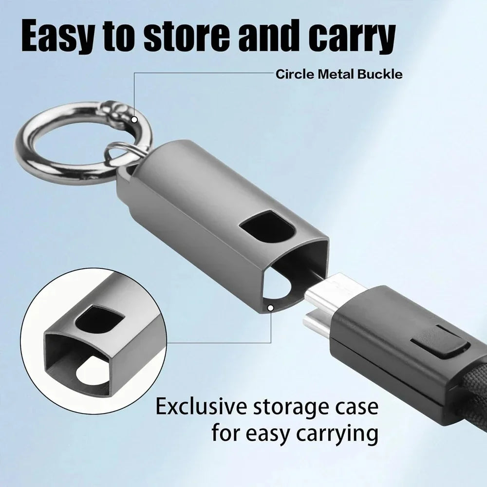 Keychain USB-C Cable PD 65W 3A Fast Charging 10cm Short Cord USB-C Charging Cable QXL