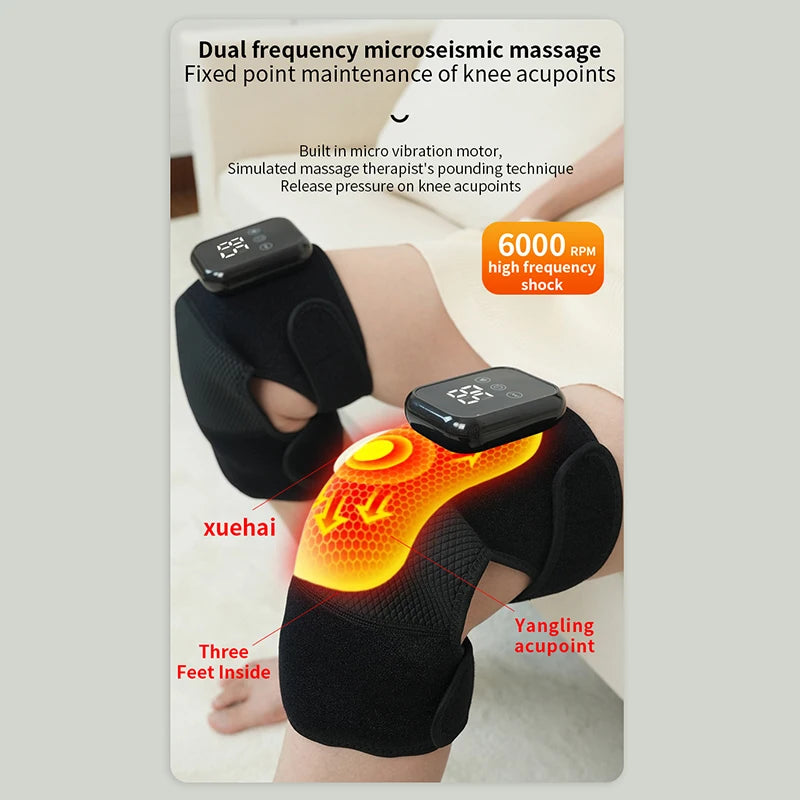 3-in-1 Electric Heated Knee & Joint Massager Brace | Vibration Heated Joint Massager QXL