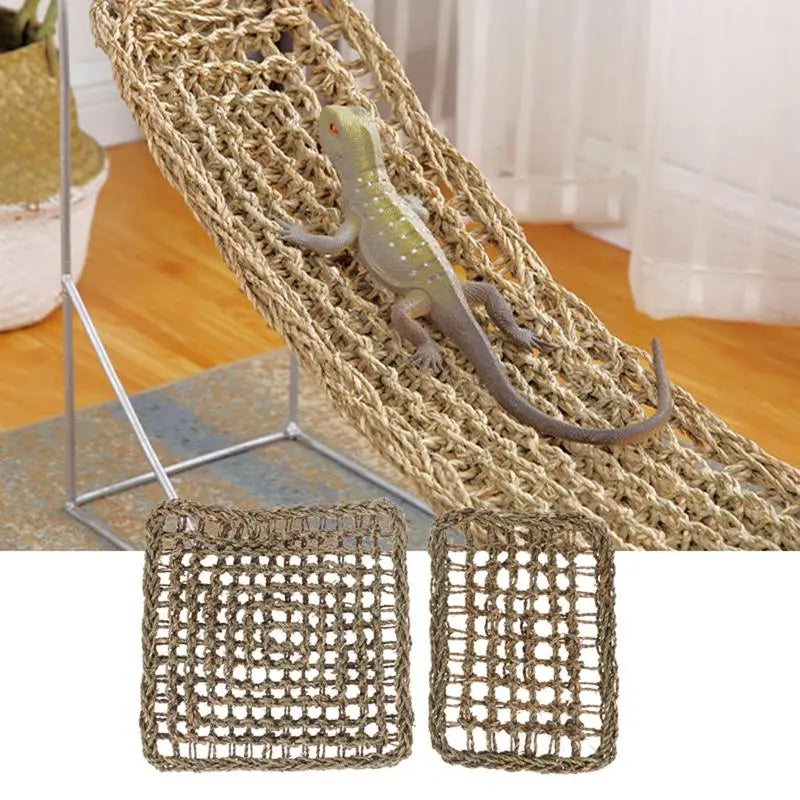 Reptile Hammock Climbing Mat | Seaweed Rope Gecko Cage Bed Reptile Habitat Accessory QXL
