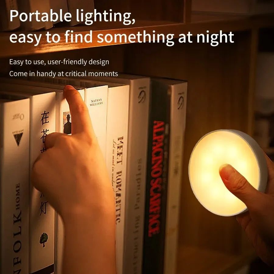 Motion Sensor LED Night Light | Wireless Magnetic Round Lamp LED Night Light QXL
