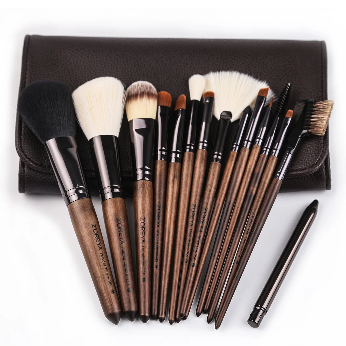 Zoreya 15-Piece Nylon Makeup Brush Set | Wood Handles Makeup Brush Set QXL ZP15 old model