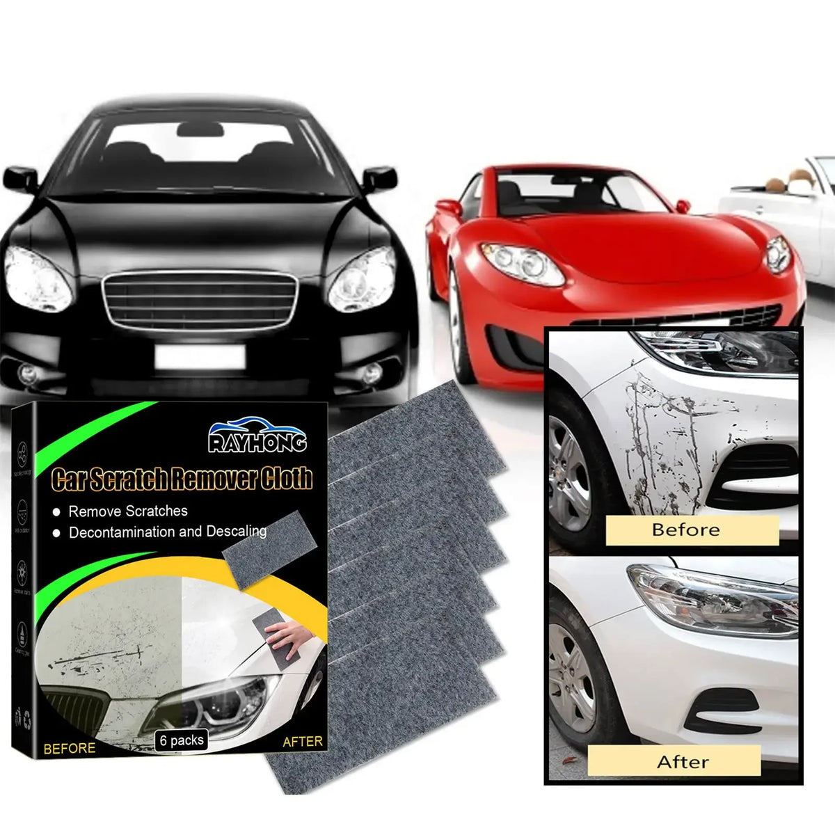 6-Pack Nano Sparkle Cloth | Car Scratch & Stain Remover Car Detailing Cloth QXL