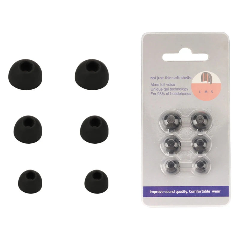 Silicone Ear Tips for Soundcore Liberty 4 NC, P2, P3 – 3 Sizes Earbud Ear Tips QXL Black