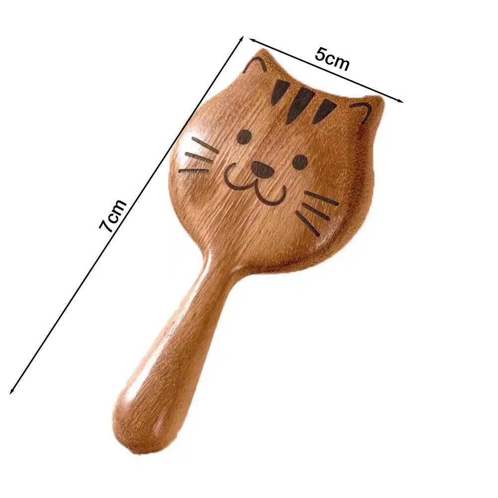 Kitten Cat Massage Comb | Sandalwood Wide Tooth Hair Comb Scalp Massage Comb QXL