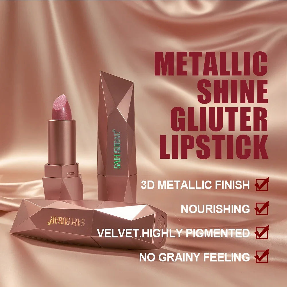 SAM SUGAR Diamond Glitter Lipstick | Metallic Waterproof Glitter Lipstick QXL