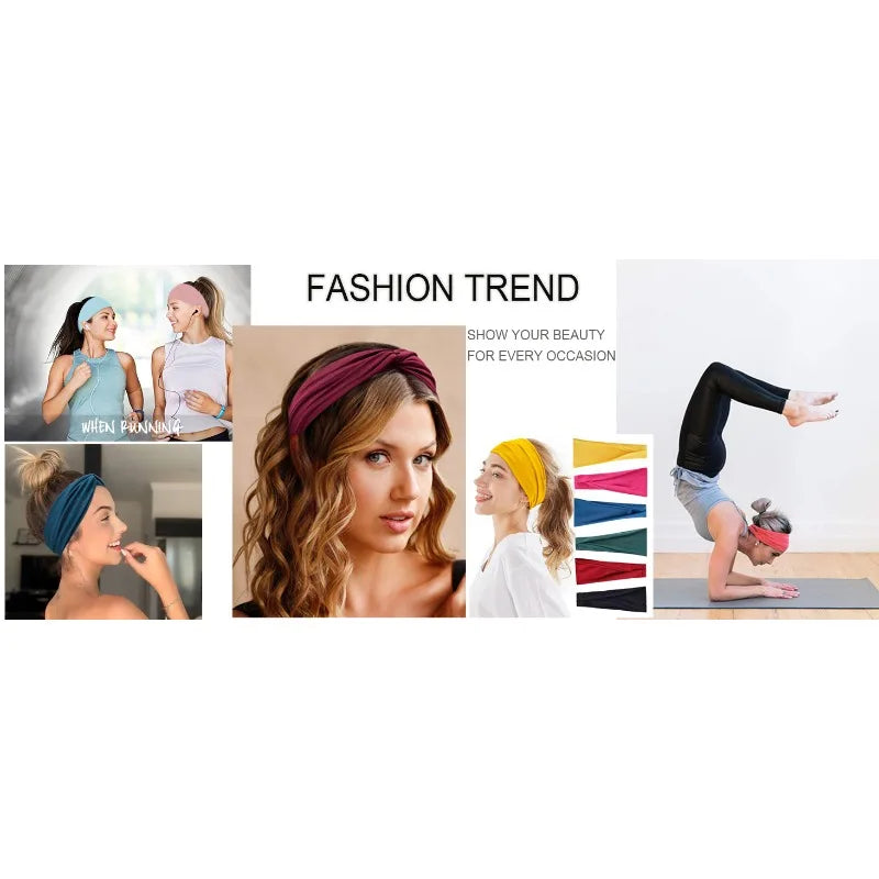 Boho Wide Knot Turban Headband – Elastic Headwrap for Women Turban Headband QXL