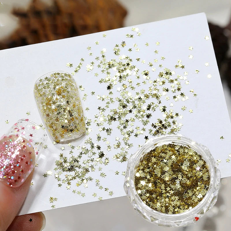 1mm Mini Star Nail Glitter Jar | DIY Nail Art Decoration Nail Art Glitter QXL