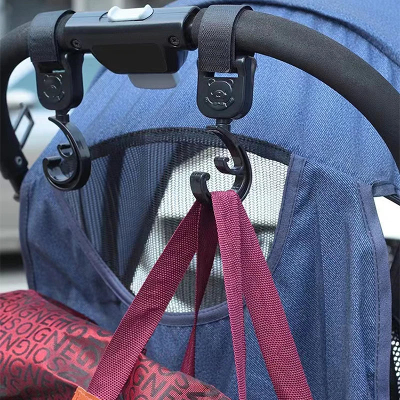 360° Rotating Stroller Hooks – Universal Baby Pram Hanger 2-Pack Stroller Accessory Hook QXL