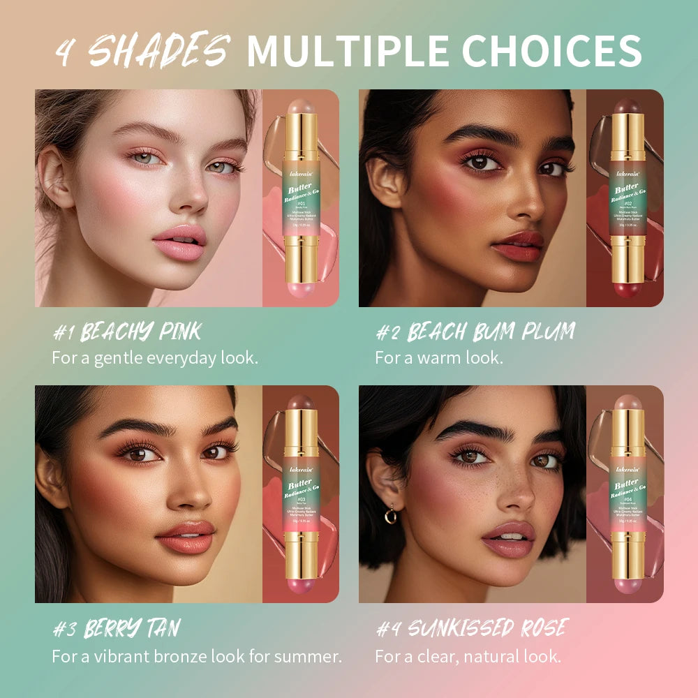 Dual-Ended Bronzer & Blush Stick | 3-in-1 Creamy Makeup Blush Bronzer Stick QXL