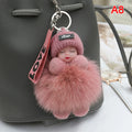 Pompom Sleeping Baby Plush Doll Keychain & Bag Charm | Cute Gift Plush Keychain Charm QXL A1
