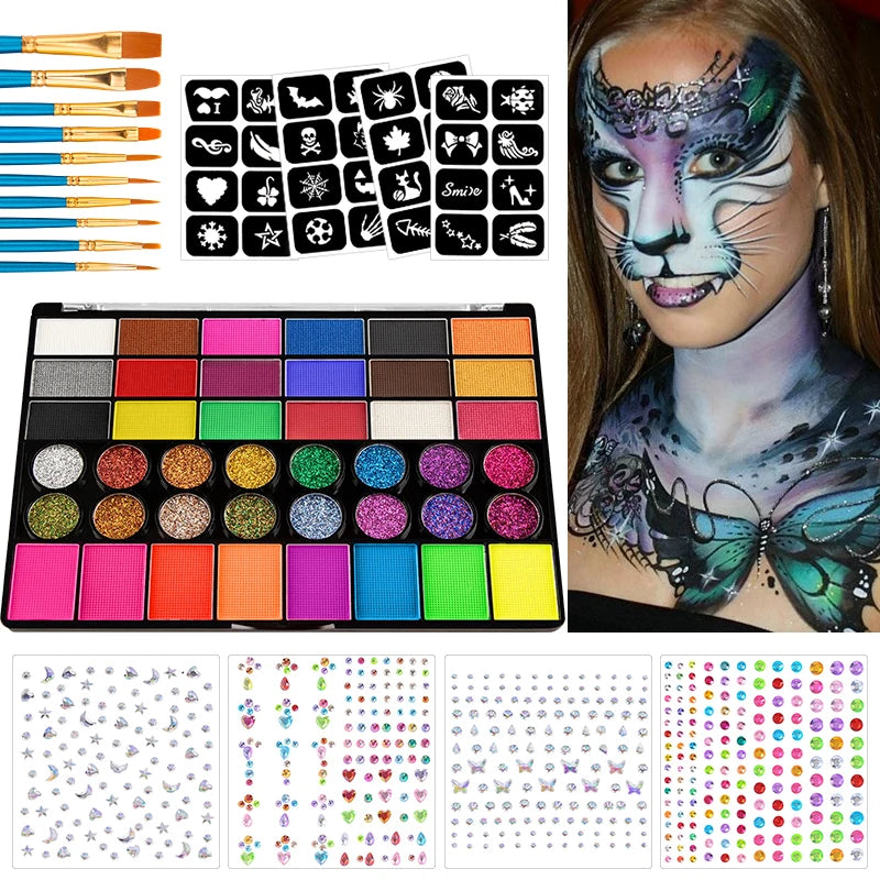 VERONNI 42-Color UV Glow Neon Face & Body Paint Palette UV Body Paint QXL 4pcs