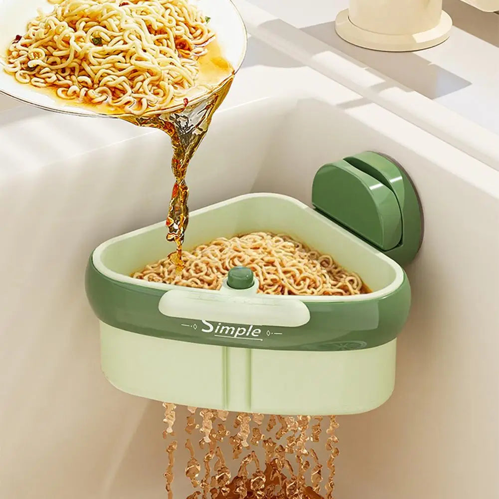 Corner Sink Drain Basket – Suction Cup & One-Click Release Sink Drain Basket QXL