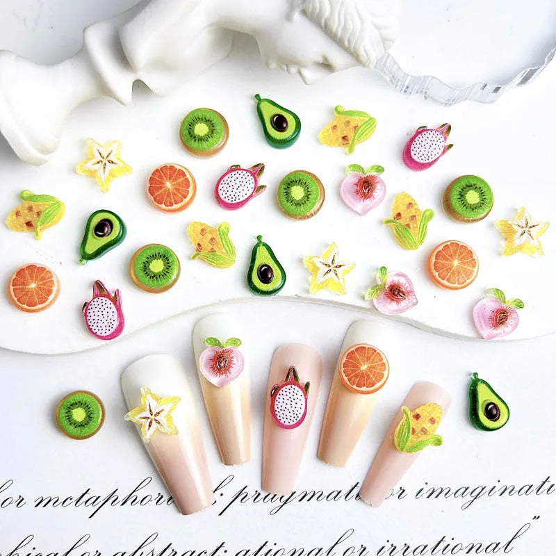 10-Pack 3D Kawaii Fruit Nail Art Charms | Resin DIY Manicure Nail Art Charms QXL