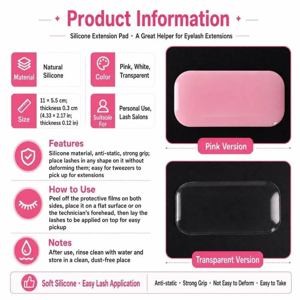 Silicone Lash Tray Holder | Transparent Forehead Pad for Extensions Lash Extension Tool QXL