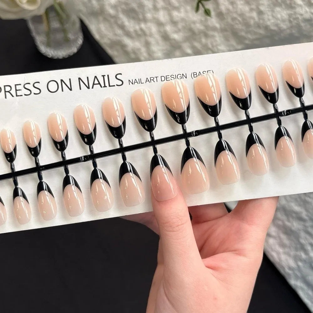 30-Pack Almond Press On Nails | Matte Nude & Glossy Tips Press-On Nail Tips QXL