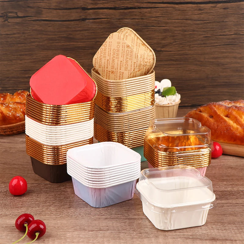 10-Pack Brown Letter Square Cupcake Liners & Muffin Cups Cupcake Liners QXL