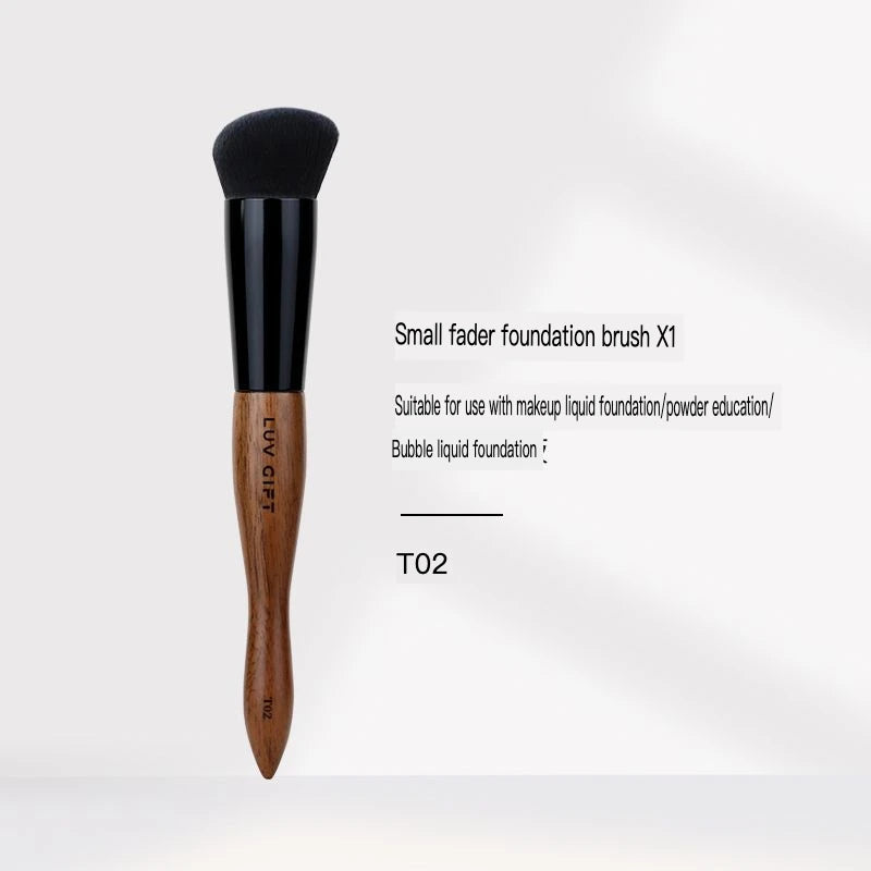 Walnut Wood Foundation Brush | Non-Absorbent Wool Fiber T02 Foundation Makeup Brush QXL