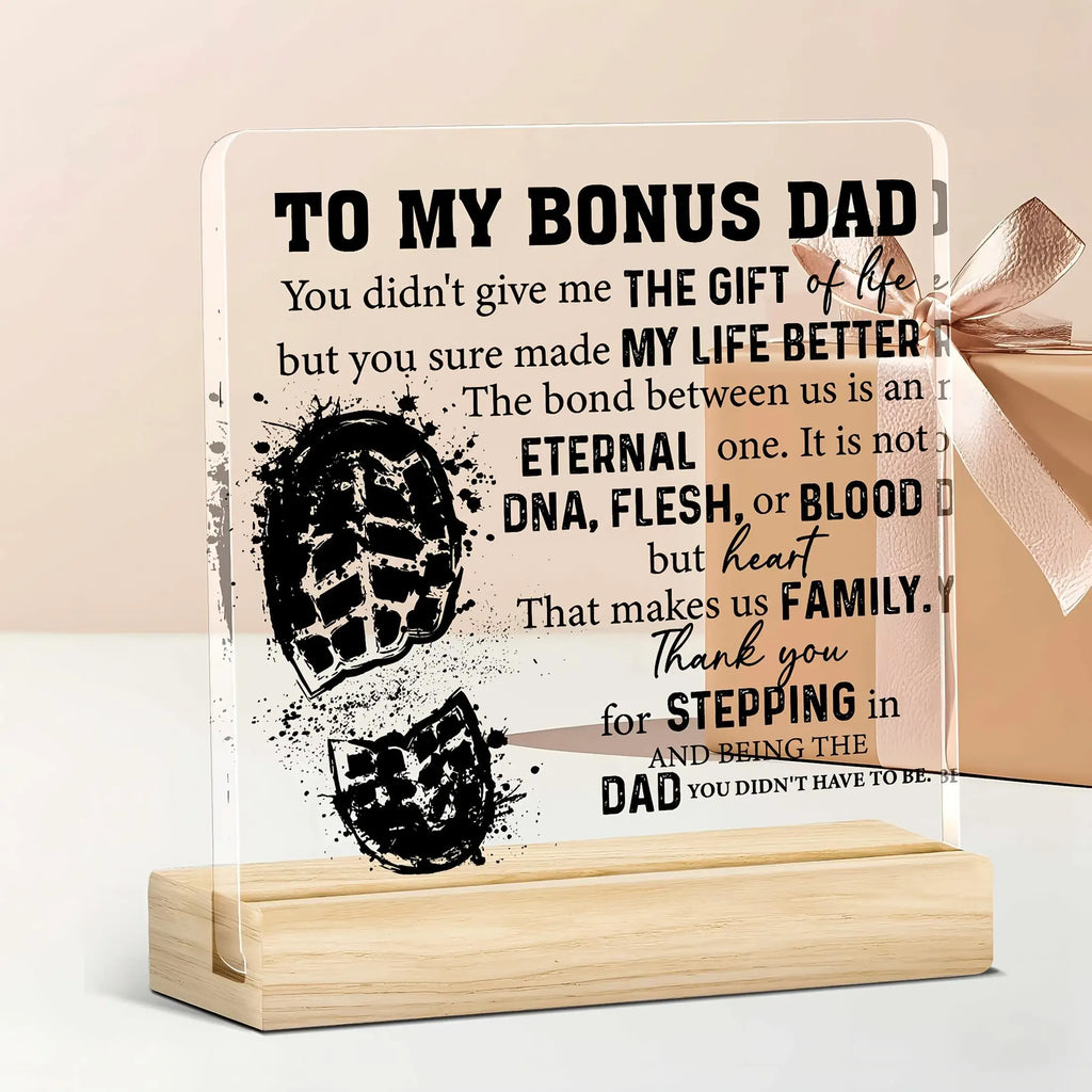 Bonus Dad Acrylic Plaque | Stepdad Father's Day Gift Decorative Desk Plaque QXL