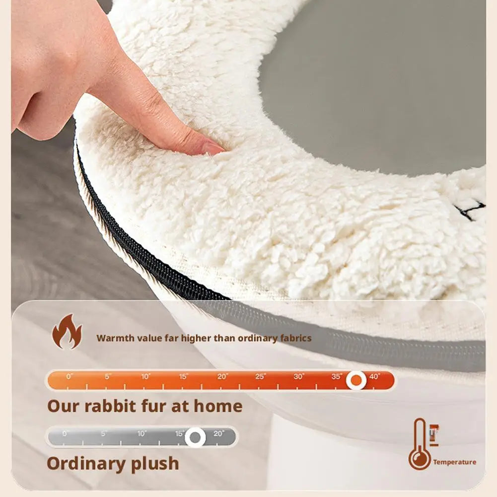Velvet Toilet Seat Cover Pad | Soft Warm Waterproof Universal Fit Toilet Seat Cover QXL