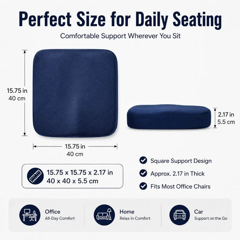 Memory Foam Seat Cushion 40x40cm | Office Car Home Chair Pad Memory Foam Cushion QXL