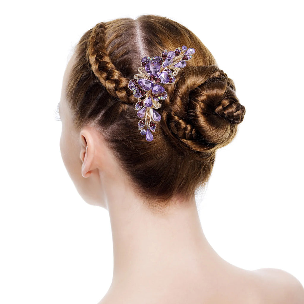 Rhinestone Bridal Hair Side Comb | 4-Prong Wedding Hairpiece Bridal Hair Comb QXL