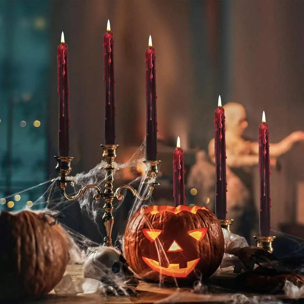 4-Pack Vampire Tears Gothic Taper Candles | Blood Drop Set Gothic Taper Candles QXL