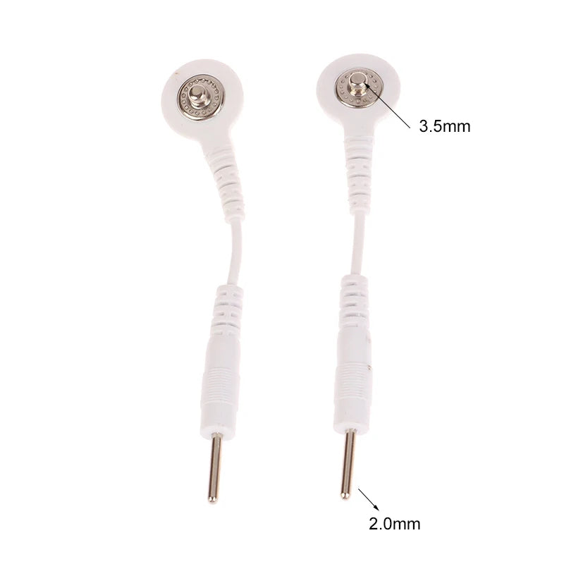 2-Pack TENS EMS Electrode Lead Cables | 2.0mm Snap 3.5mm Plug Electrode Lead Cables QXL