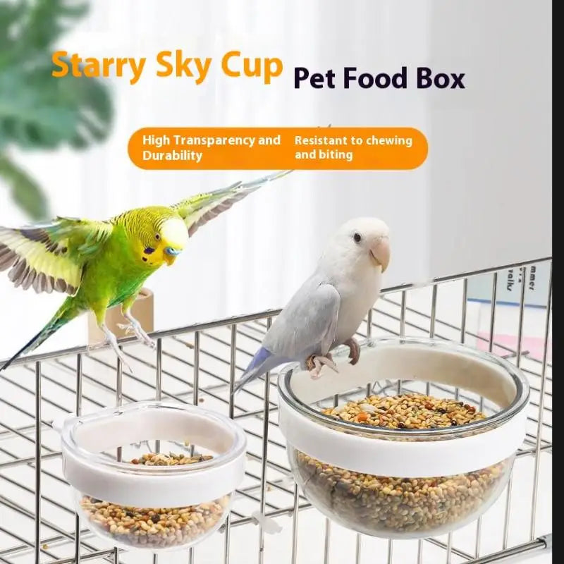 Detachable Transparent Bird Feeder Bowl | Cage Hanging Cup Bird Feeder Bowl QXL