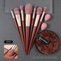 10-Piece Portable Makeup Brush Set with Sponge Pads – Burgundy Makeup Brush Set QXL Burgundy