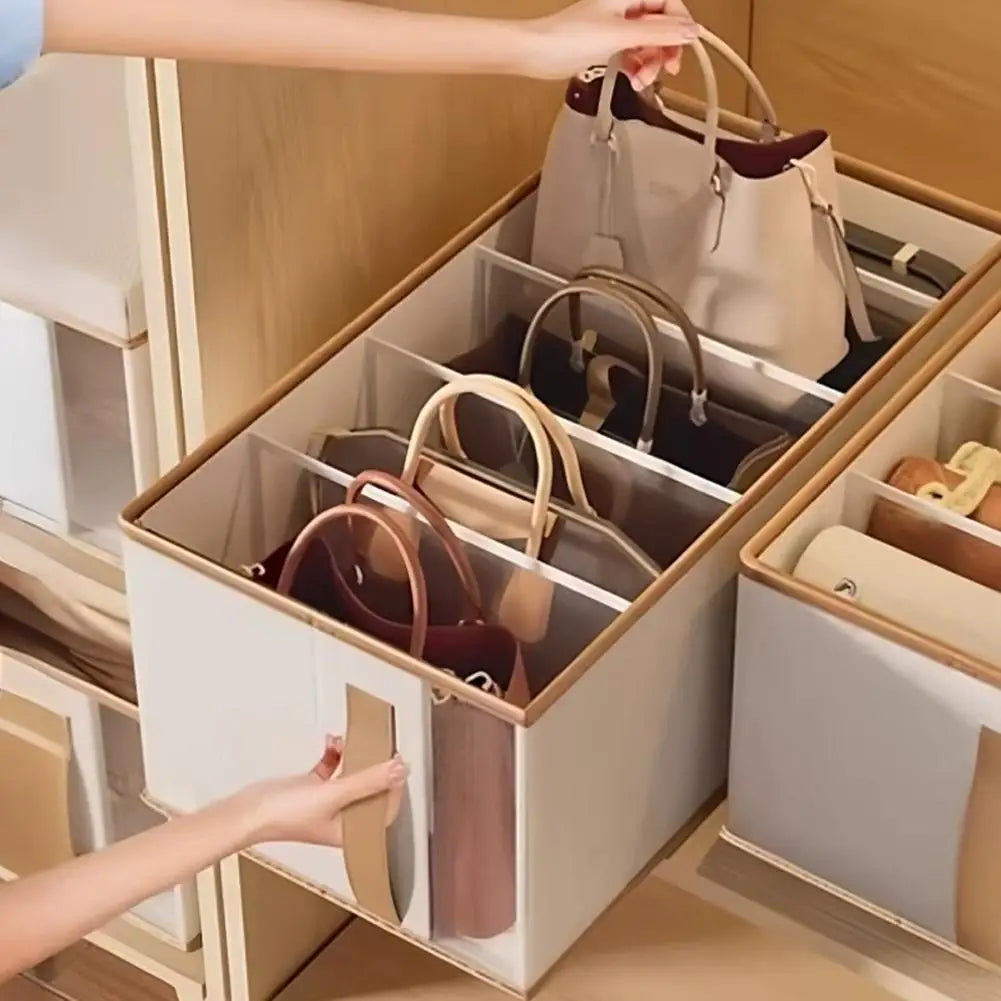 5-Grid Dustproof Handbag & Purse Storage Organizer Box Closet Bag Organizer QXL
