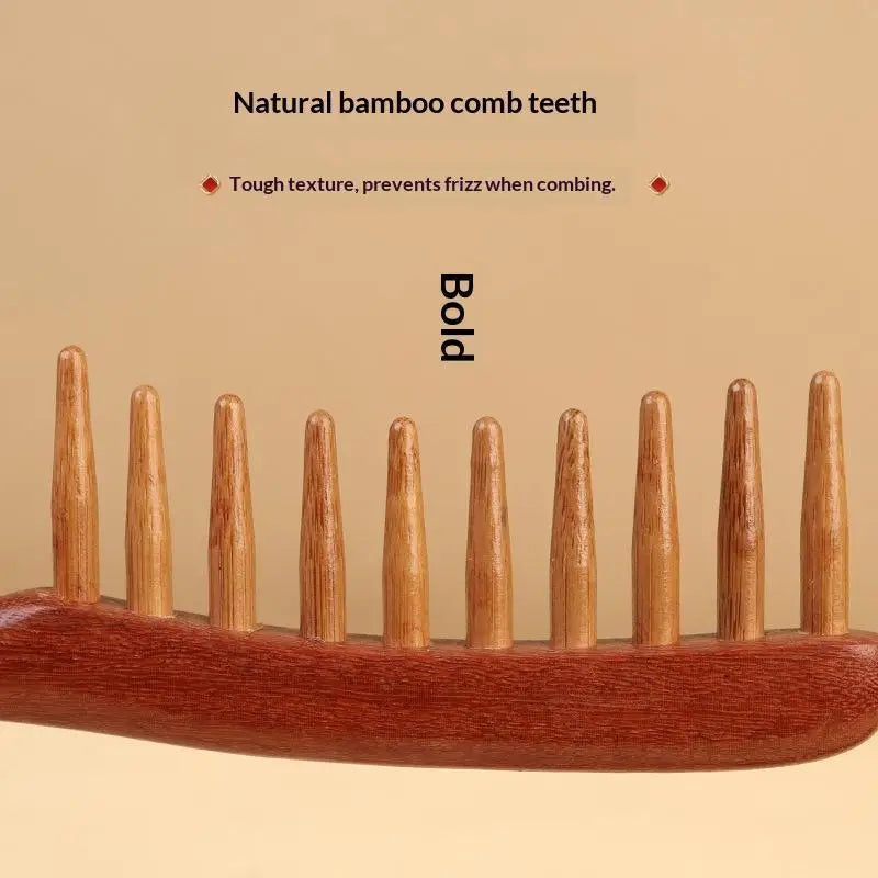 Sandalwood Wide Tooth Comb – Anti-Static Detangling & Scalp Care Wooden Hair Comb QXL