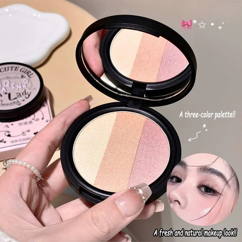 3-in-1 Blush Contour & Highlight Palette | Matte Finish Blush Contour Palette QXL