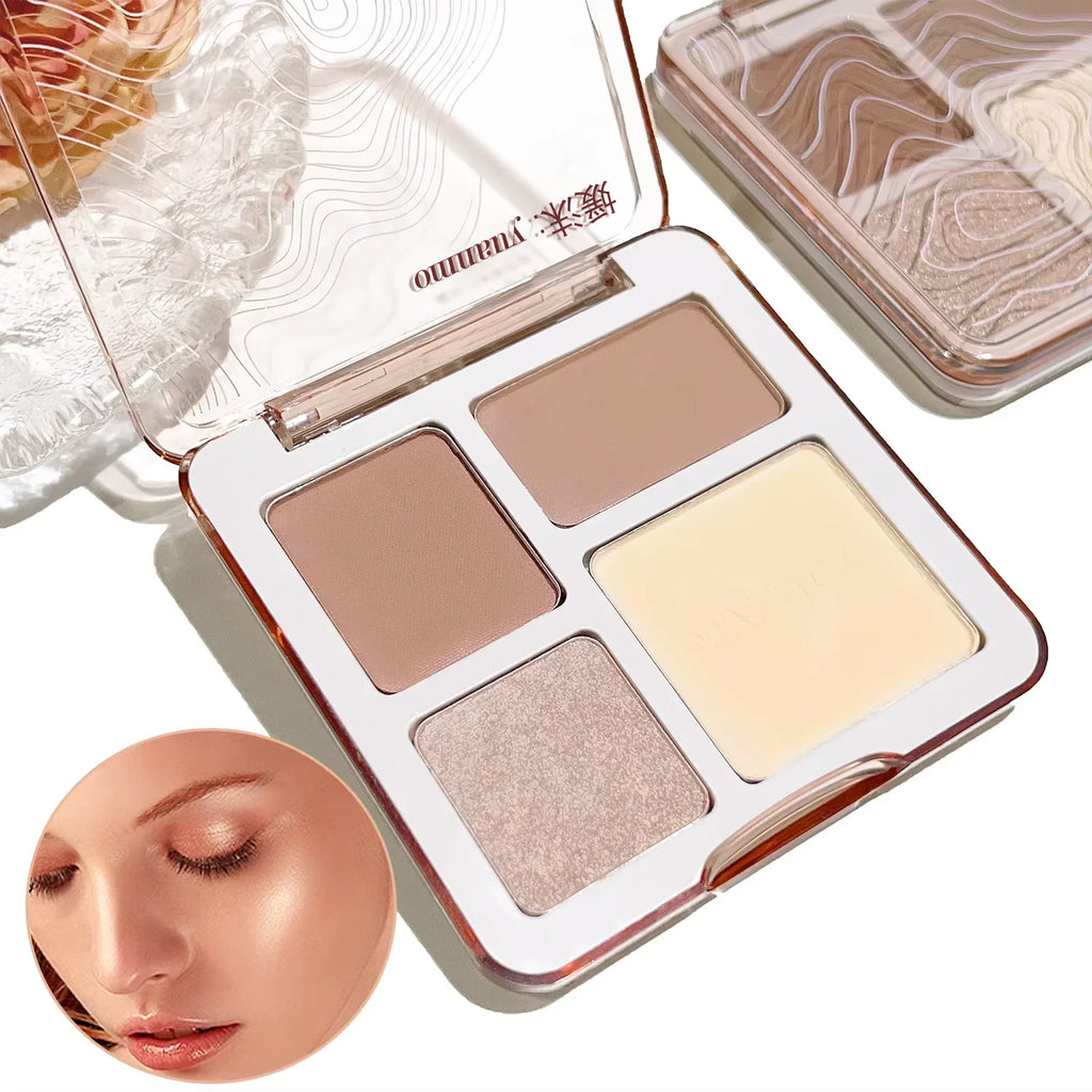 4-Color Highlight & Contour Palette | Matte & Shimmer Contour Highlight Palette QXL