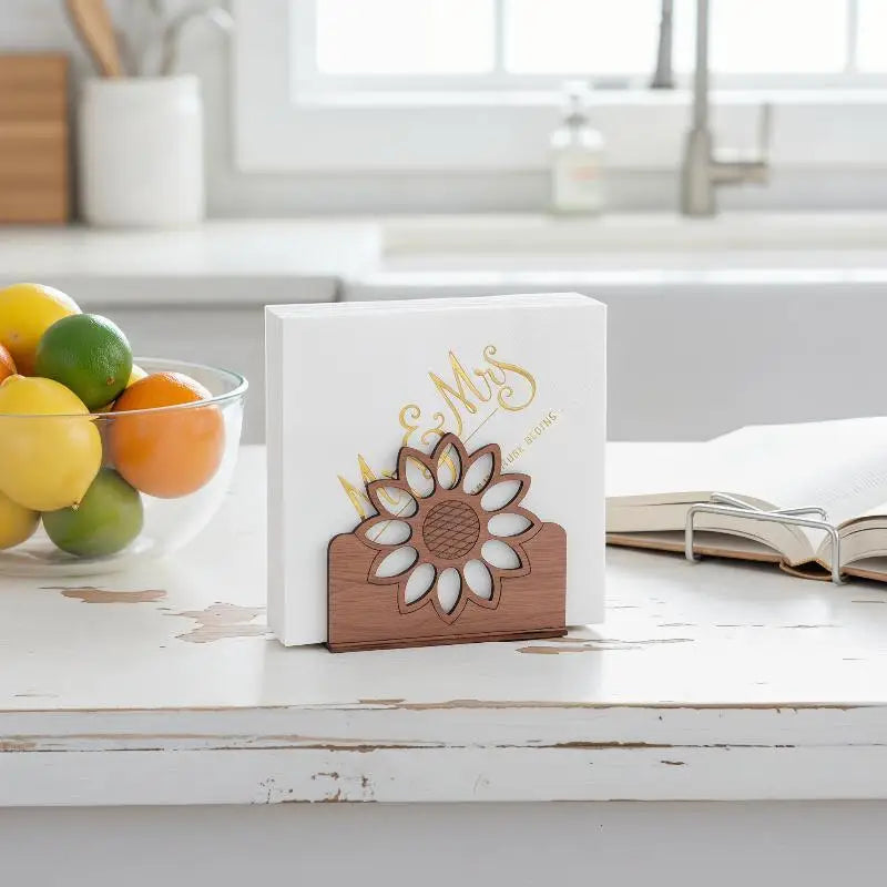 Sunflower Wooden Napkin Holder | Farmhouse Table Decor Napkin Holder QXL