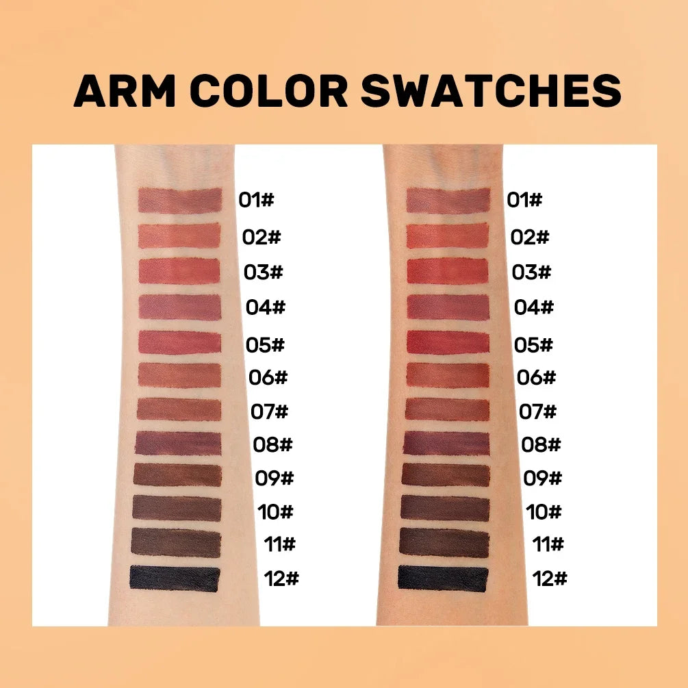 QiBest 2-in-1 Matte Lip Liner & Brush Pen | 12 Shades Lip Liner Pen QXL