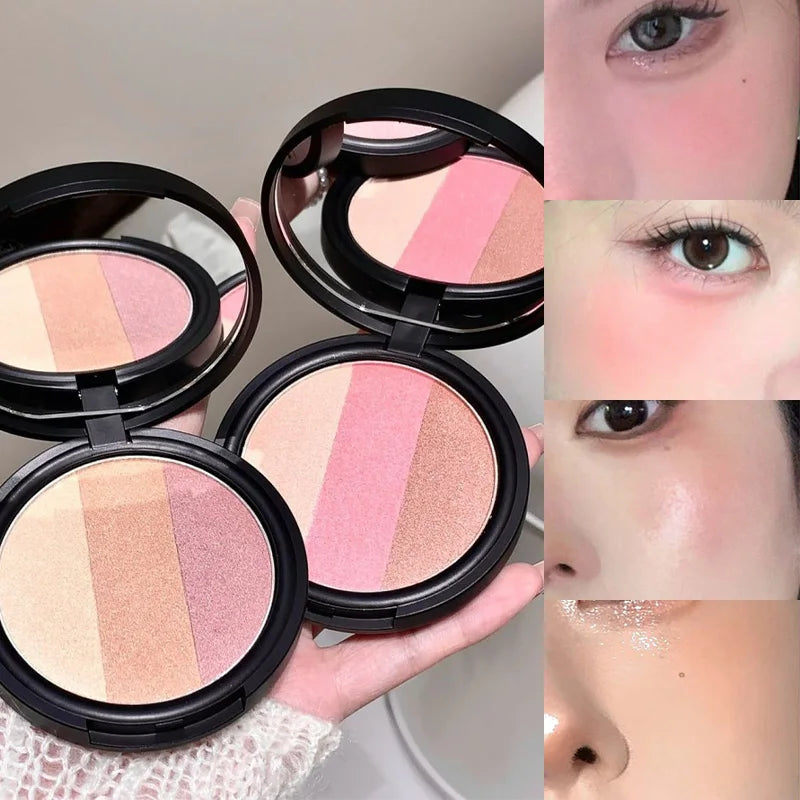 3-in-1 Blush Contour & Highlight Palette | Matte Finish Blush Contour Palette QXL