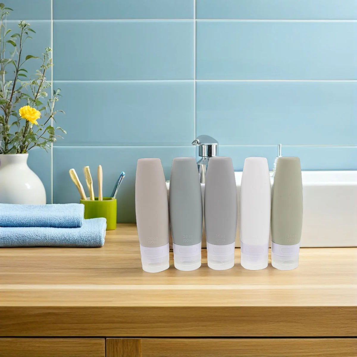 5-Pack 90ml Leakproof Silicone Travel Bottles | Refillable Set Silicone Travel Bottles QXL