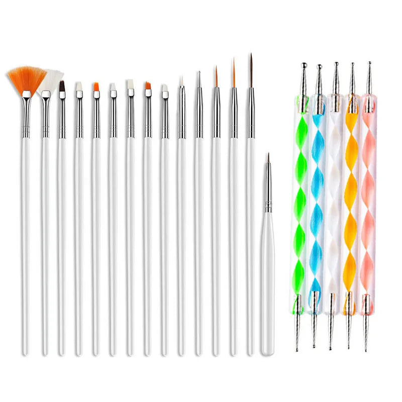 FUMOSIK 20-Pc Nail Art Brush Set | Gel, Acrylic & Carving Nail Art Brush Set QXL