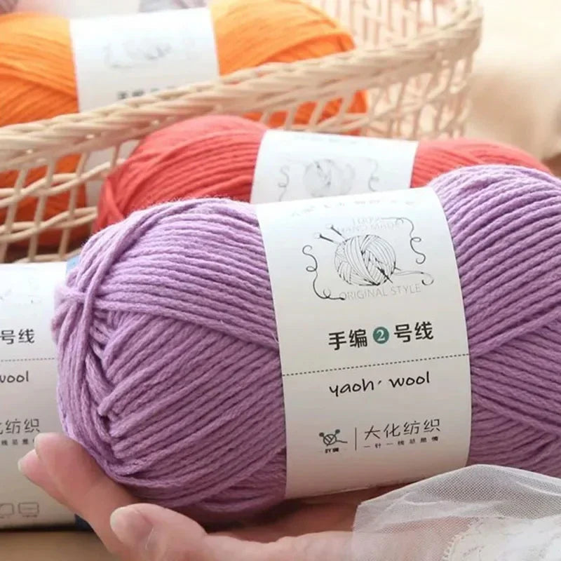 100g 6-Ply Milk Cotton Yarn Ball | Worsted Knitting & Crochet Craft Yarn QXL