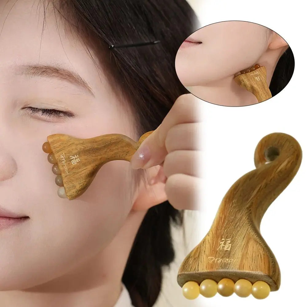 Wood & Brass Bead Gua Sha Facial Massage Scraper Tool Gua Sha Massage Tool QXL