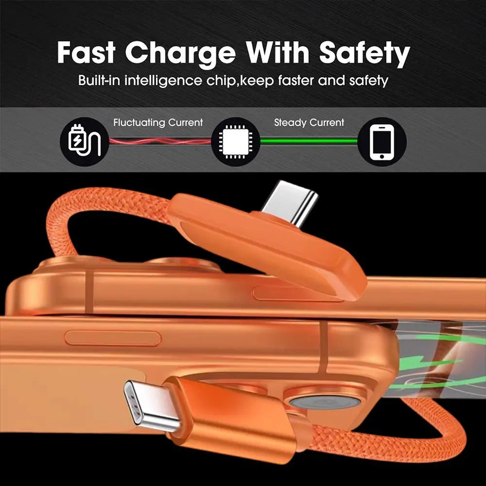45W Right Angle USB-C Nylon Braided Fast Charging Cable USB-C Charging Cable QXL