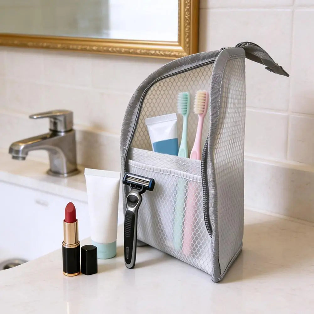 Standing Mesh Toiletry Bag | Foldable Travel Organizer Pouch Travel Toiletry Bag QXL