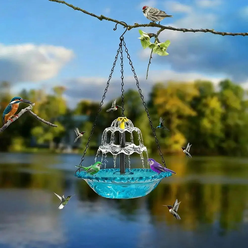 Hanging Solar Bird Bath Fountain | Garden Patio Decor Solar Bird Bath Fountain QXL