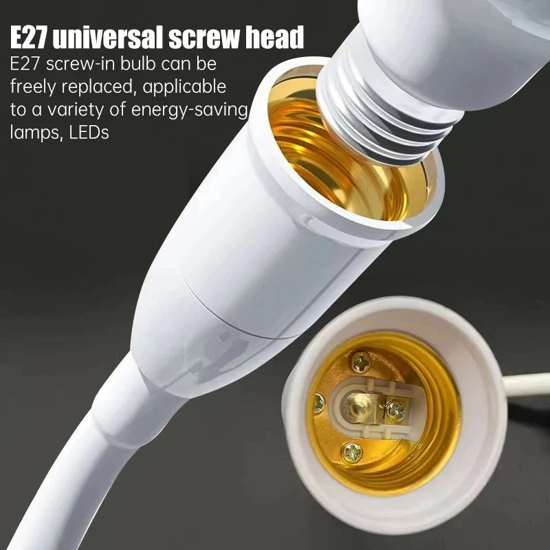 E27 Plug-In Swivel Bulb Holder with Switch & Flex Hose EU Plug Plug-In Lamp Socket QXL
