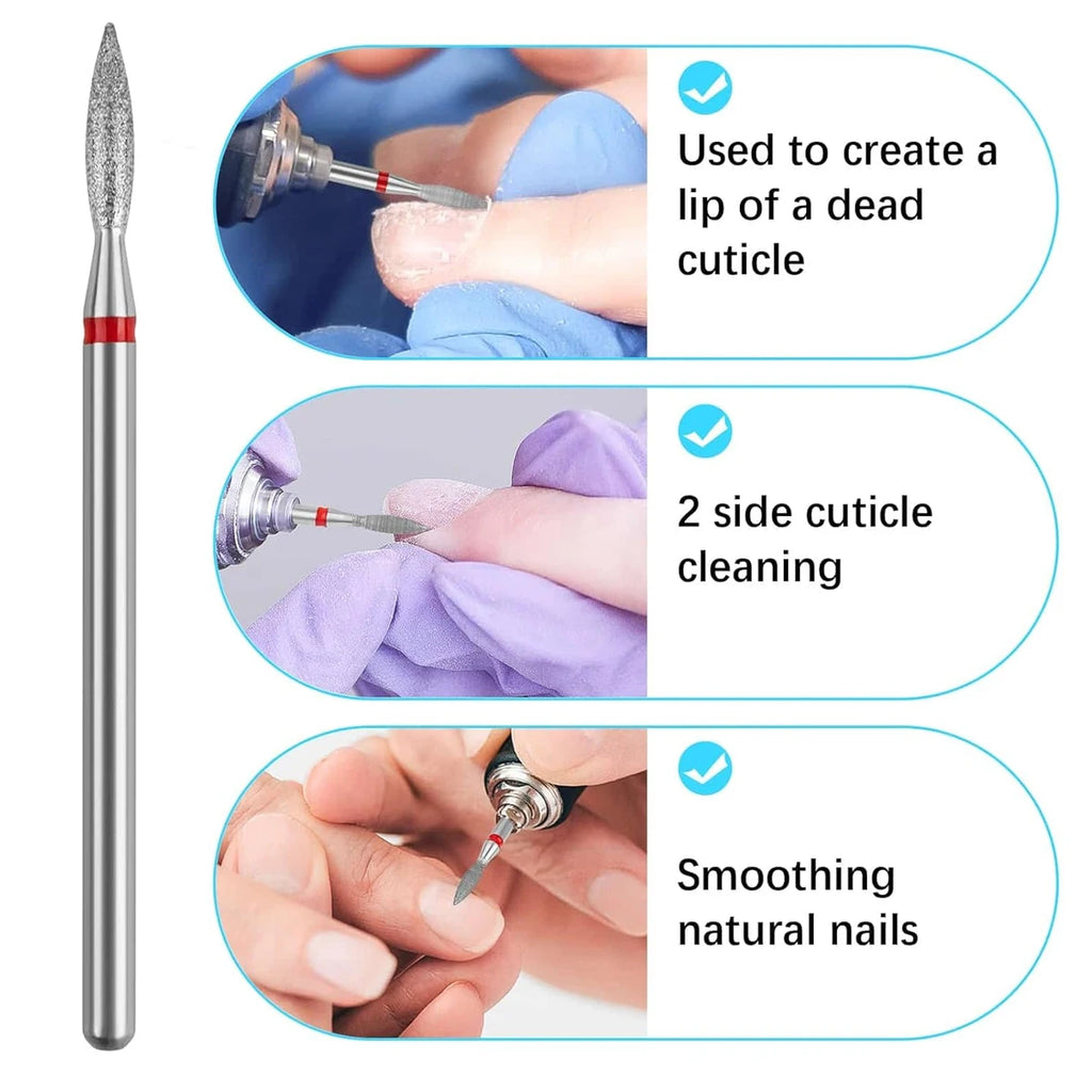 6-Piece Diamond Nail Drill Bit Set | 3/32" Cuticle Remover Nail Drill Bit Set QXL