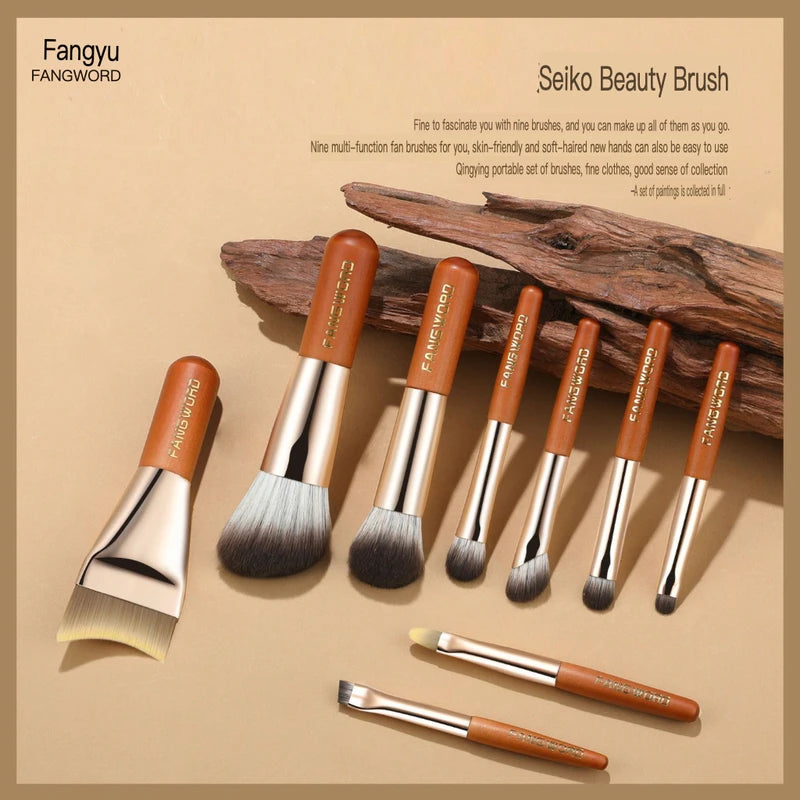 9-Piece Portable Ultra-Soft Makeup Brush Set | Travel Mini Kit Travel Makeup Brush Set QXL