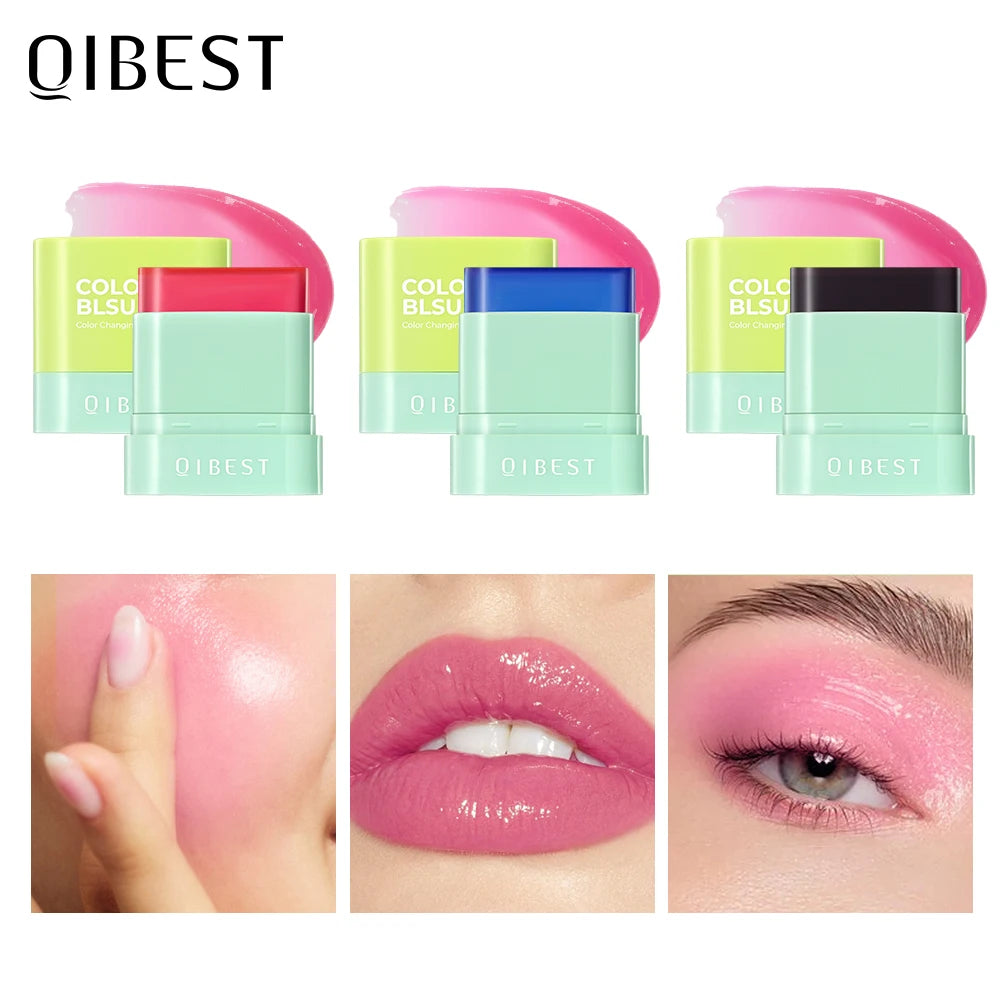 QIBEST Jelly Blush Stick – 3-in-1 Lip, Cheek & Eye Tint Blush & Lip Tint Stick QXL
