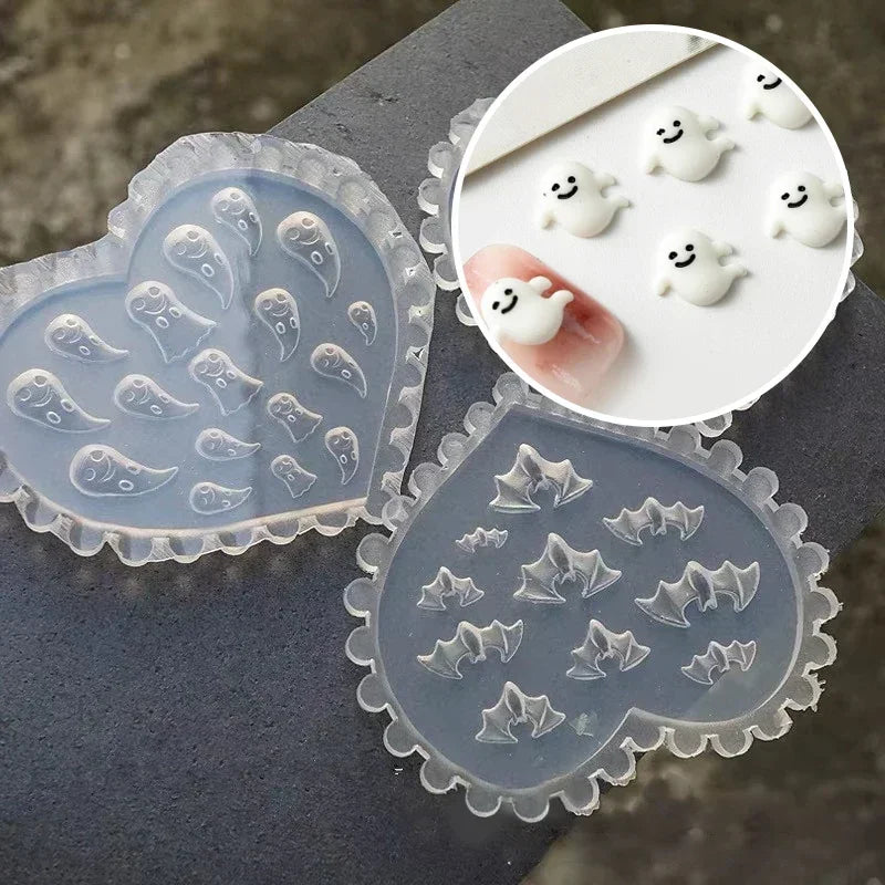 3D Ghost & Bat Silicone Nail Art Mold | UV Gel DIY Carving Nail Art Mold QXL